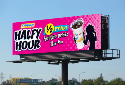 Simple, bold, and actionable work best for billboard design.